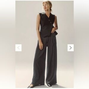 Anthropologie Black and White Striped Dress Pants